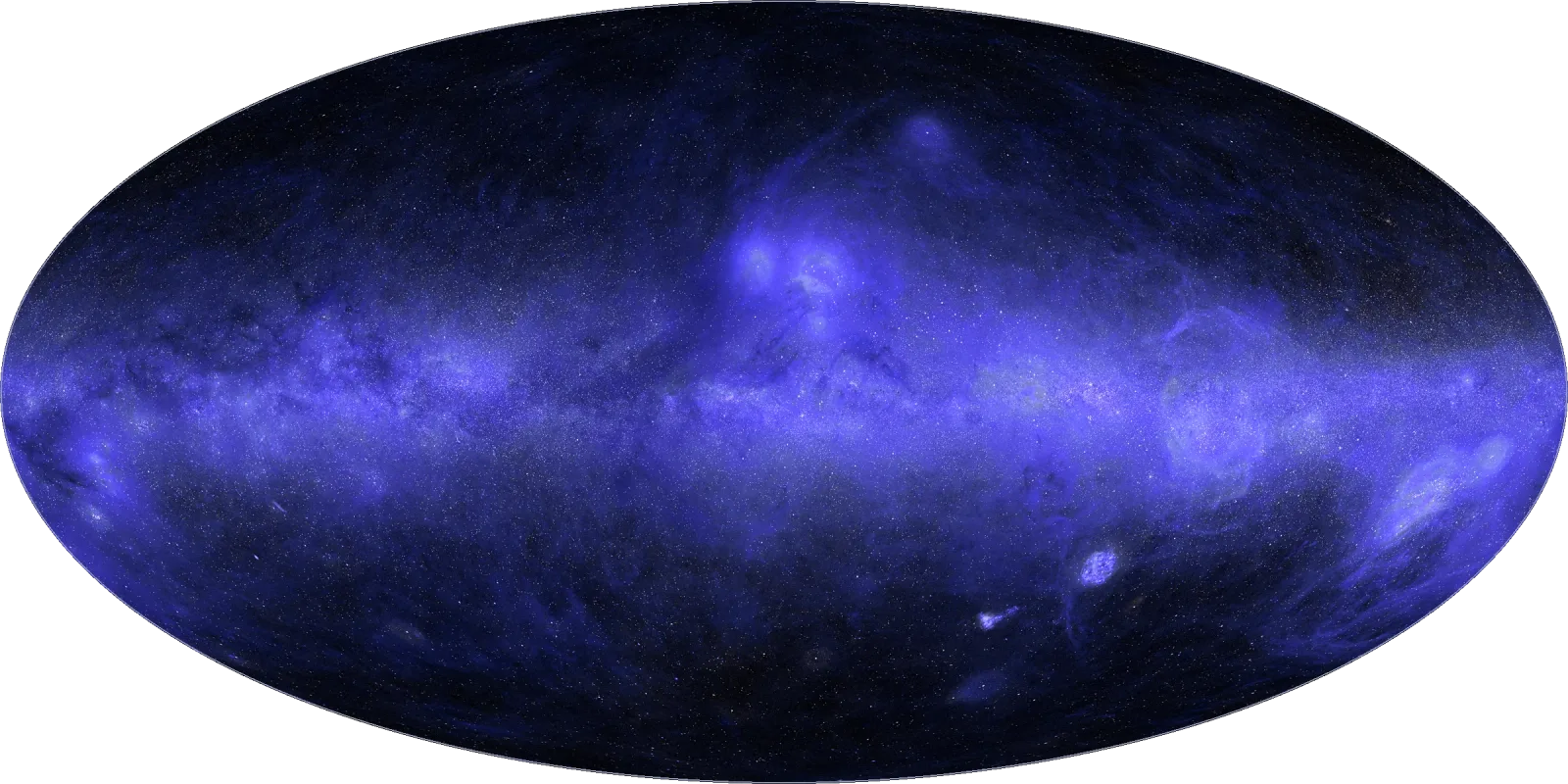 An image of the night sky in ultraviolet light